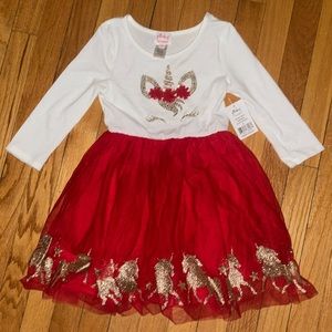 NWT Unicorn pinky dress with tule skirt